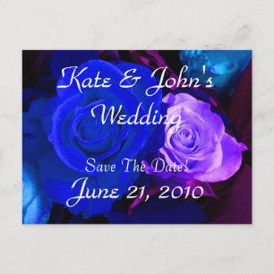 Blaue Lila Rose Save the Date Ankündigungspostkarte