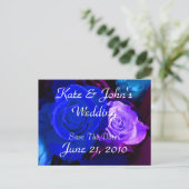 Blaue Lila Rose Save the Date Ankündigungspostkarte (Stehend Vorderseite)