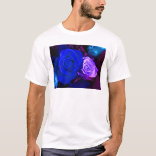 Blaue lila Rose T-Shirt