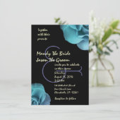 Blaue Lila Rose und Schwarze Hochzeitsvorlage Einladung (Stehend Vorderseite)