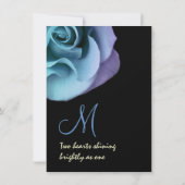 Blaue Lila Rose und Schwarze Hochzeitsvorlage Einladung (Rückseite)