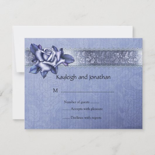 Blaue Lila Rose und Spitzen-UAWG RSVP Karte (Vorderseite)
