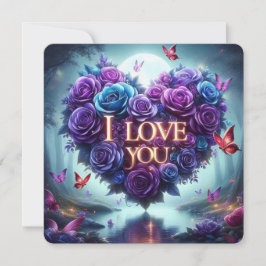 blaue + lila Rosen Valentinstag Dankeskarte