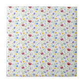 Blaue Lila Rote Aquarell-Wildblume Fliese (Vorderseite)
