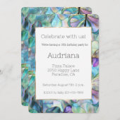 Blaue Lila Schmetterlinge 16. Geburtstag Einladung (Vorne/Hinten)