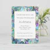 Blaue Lila Schmetterlinge 16. Geburtstag Einladung (Stehend Vorderseite)