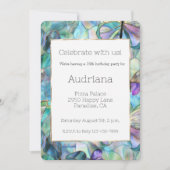 Blaue Lila Schmetterlinge 16. Geburtstag Einladung (Vorderseite)