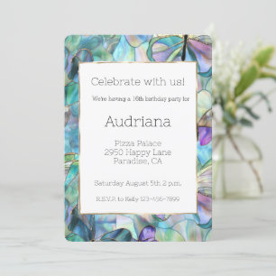 Blaue Lila Schmetterlinge 16. Geburtstag Einladung