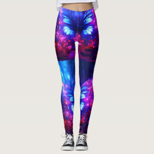 Blaue + Lila Schmetterlinge auf einer angepassten Leggings