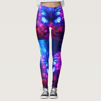 Blaue + Lila Schmetterlinge auf einer angepassten  Leggings