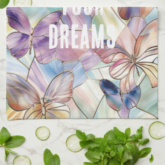 Blaue Lila Schmetterlinge Geschirrtuch (Gefaltet)