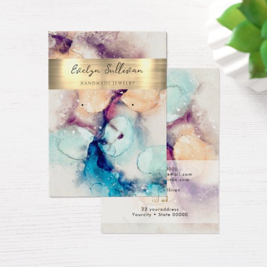 Blaue lila Schmuckkarte für Wasserfarbfolie (Schreibtisch)