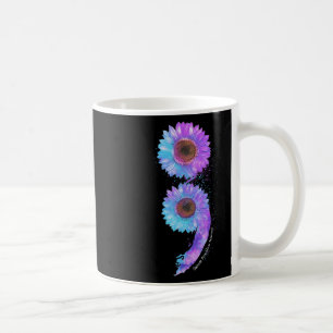 Blaue Lila Sonnenblume Semicolon Suizidprävention Kaffeetasse