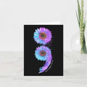Blaue Lila Sonnenblume Semicolon Suizidprävention Karte