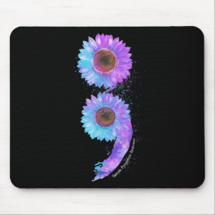 Blaue Lila Sonnenblume Semicolon Suizidprävention Mousepad