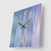 Blaue Lila Streifen Quadratische Wanduhr (Winkel)