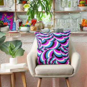 Blaue Lila Tubuläre Wirbel Geo Design Kissen