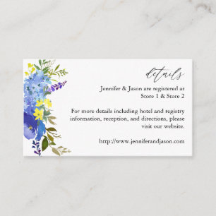 Blaue Lila und gelbe Blumendetails 2 Begleitkarte