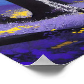 Blaue Lila und gelbe Ruhe im ruhigen Dunkelwald Poster (Ecke)