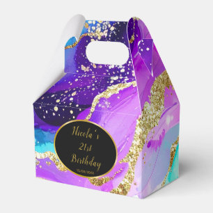 Blaue, lila und goldene Tinten-Geburtstagsfeier Geschenkschachtel