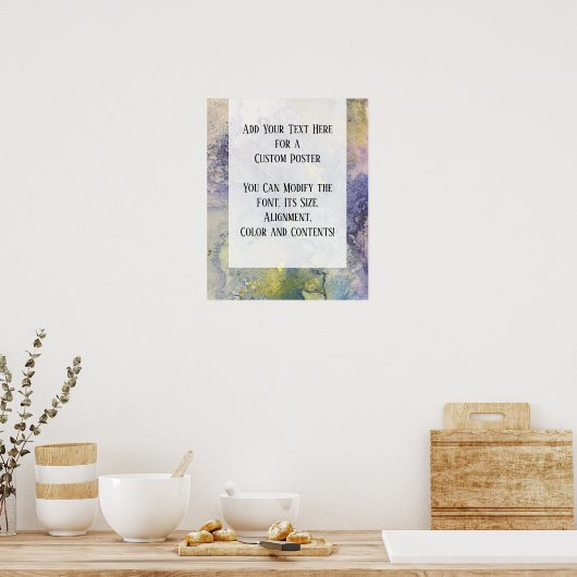 Blaue, Lila und goldfarbene Abstrakte Alkoholtinte Poster (Küche)