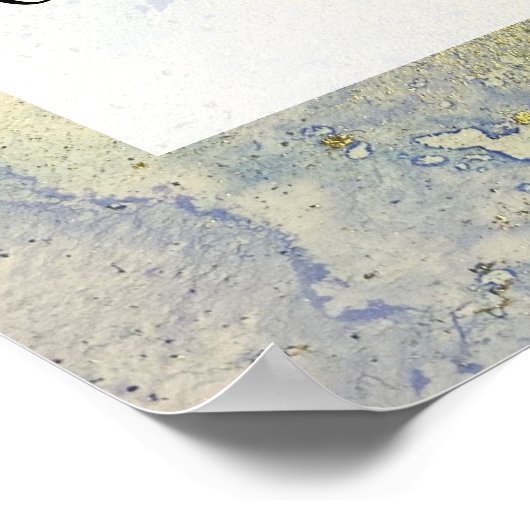 Blaue, Lila und goldfarbene Abstrakte Alkoholtinte Poster (Ecke)