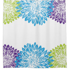 Blaue, Lila und grüne Blume Duschvorhang