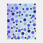 blaue Lila und grüne Polka-Punkte, Fleecedecke (Vorderseite)