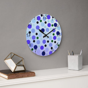 blaue Lila und grüne Polka-Punkte, Große Wanduhr