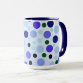 blaue Lila und grüne Polka-Punkte, Tasse (VorderseiteRechts)