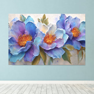 Blaue, lila und lavendelfarbene Blumen Abstracte K Leinwanddruck
