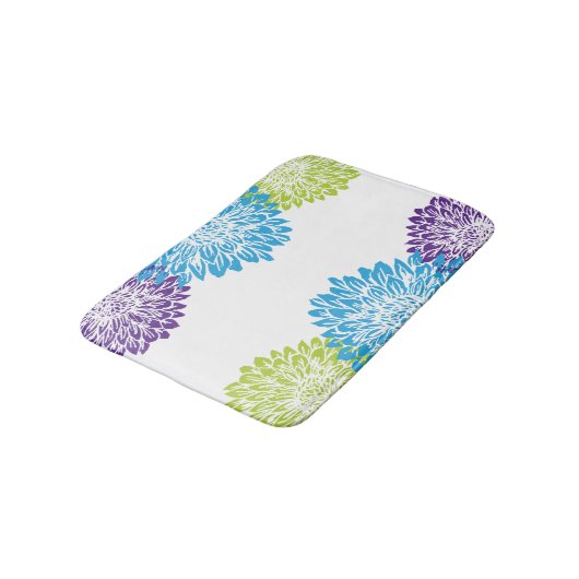 Blaue, lila und Limone grüne Mamas Badematte (Schrägansicht)