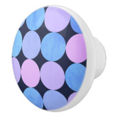 Blaue Lila und rosa Kreise Keramikknauf (Rechts)