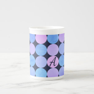 Blaue Lila- und Rosa-Kreismonogramm Porzellantasse