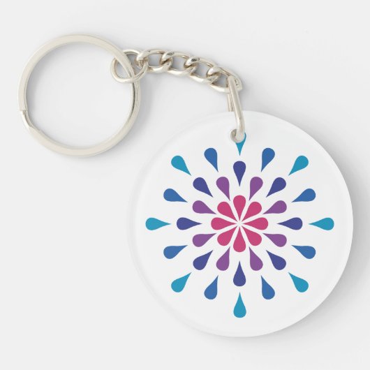 Blaue, lila und rosa Teardrops Schlüsselanhänger (Vorderseite)