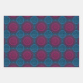 Blaue Lila und rosa Zirkel Mandala Geschenkpapier Set (Vorderseite)