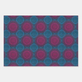 Blaue Lila und rosa Zirkel Mandala Geschenkpapier Set (Vorderseite 2)