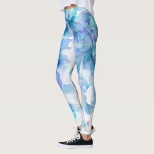 Blaue Lila und weiße Blume Leggings