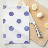 Blaue Lila Violett Metallische Imitate Foil Polka Handtuch (Viertel Falte)