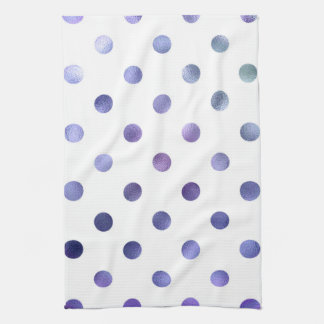Blaue Lila Violett Metallische Imitate Foil Polka Handtuch