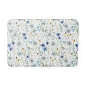 Blaue Lila Wasserfarbe Wildblume Badematte (Vorderseite)
