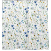 Blaue Lila Wasserfarbe Wildblume Duschvorhang (Vorderseite)