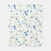 Blaue Lila Wasserfarbe Wildblume Fleecedecke (Vorderseite)