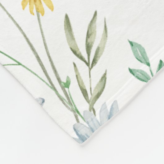 Blaue Lila Wasserfarbe Wildblume Fleecedecke (Ecke)