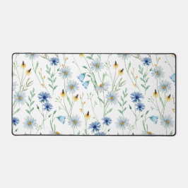 Blaue Lila Wasserfarbe Wildblume Schreibtischunterlage