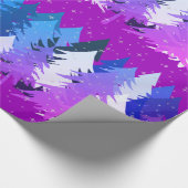 Blaue Lila Weihnachtsbäume Die Sterne verschneiten Geschenkpapier (Ecke)