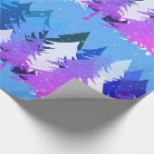 Blaue Lila Weihnachtsbaumen Sterne Lichtblau Geschenkpapier (Ecke)