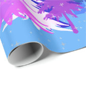 Blaue Lila Weihnachtsbaumen Sterne Lichtblau Geschenkpapier (Rolleneckpunkt)