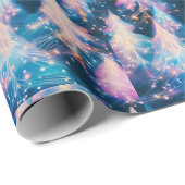 Blaue Lila Weiße Bäume Moderne Weihnachten Geschenkpapier (Rolleneckpunkt)