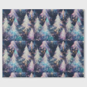 Blaue Lila Weiße Bäume Moderne Weihnachten Geschenkpapier (Flach)